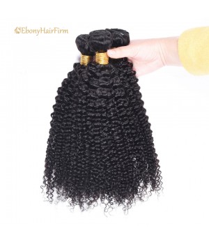 Brazilian Curly Hair 3 Bundles with Closure 4x4