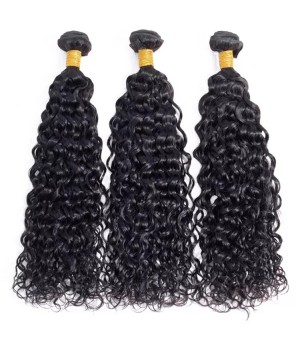 Brazilian Water Wave Hair 3 Bundles with Closure 4x4